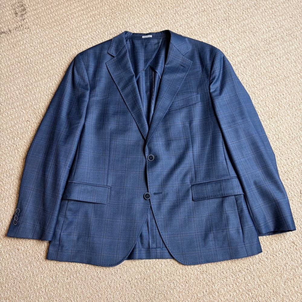 Peter Millar Mens Blue Glen Plaid Sport Coat Blazer Made in Portugal READ